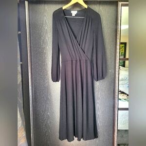 Adrianna Papell Black Sheath Dress with Bishop Sleeves